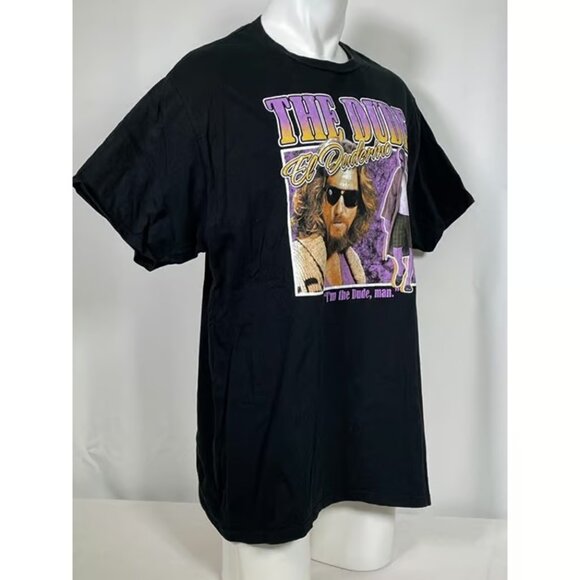 The Big Lebowski The Dude El Duderino Crew Neck Black T-Shirt Men's 2XL - Picture 3 of 6